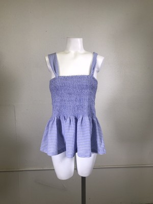texture & thread smocked peplum tank top in stripe