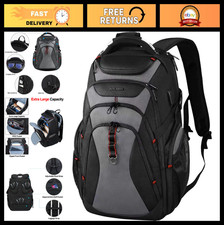 17.3 Inch Laptop Backpack, XL Computer Bag for Men, Stylish Black Grey Design