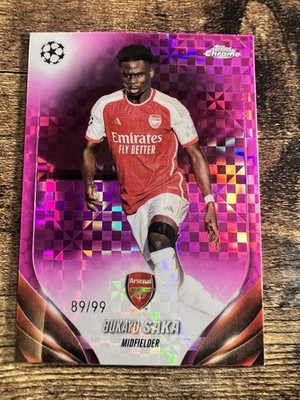 2023-24 Topps Chrome UEFA Bukayo Saka 148 Magenta X-Fractor /99