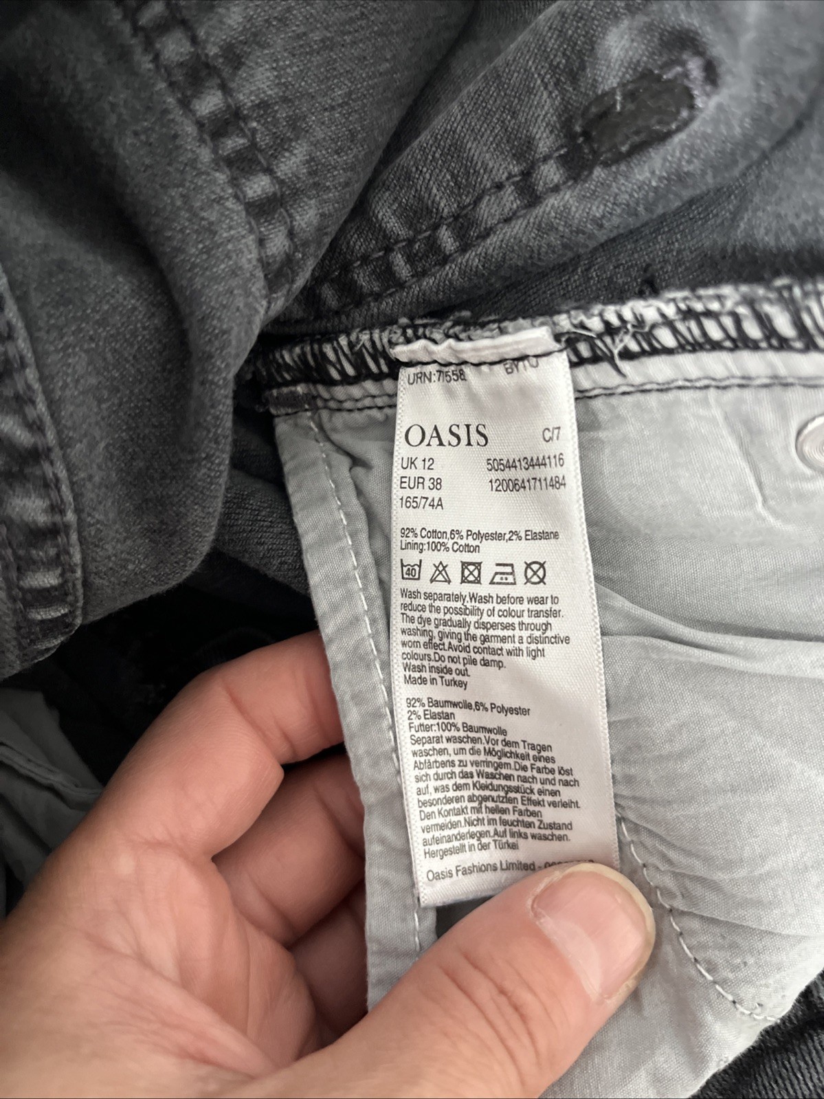 Oasis Women’s Stiletto Skinny Grey Jeans Size 12 image 7