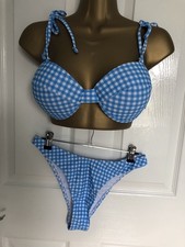 Women’s Gingham Blue Check Bikini Size M UK Size 10-12