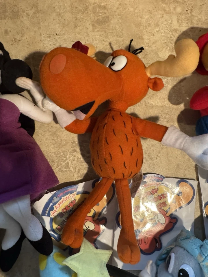 Juego de 7 bolsas de frijoles de felpa Rocky & Bullwinkle 1999 Stuffins CVS Boris años 90 Foto 3 de 4