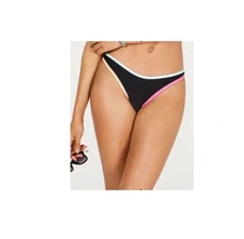Hula Honey High-Leg Cheeky Hipster Bikini Bottoms Black Trim Size Small NWT