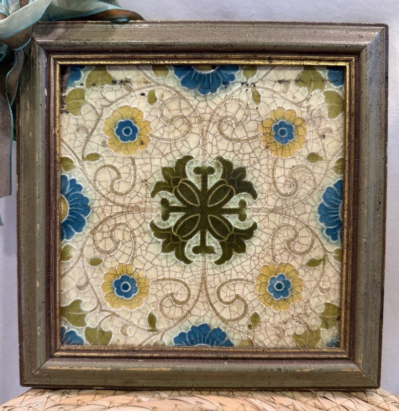 Antique Art Nouveau style tile,of a historic ceramic tile decor