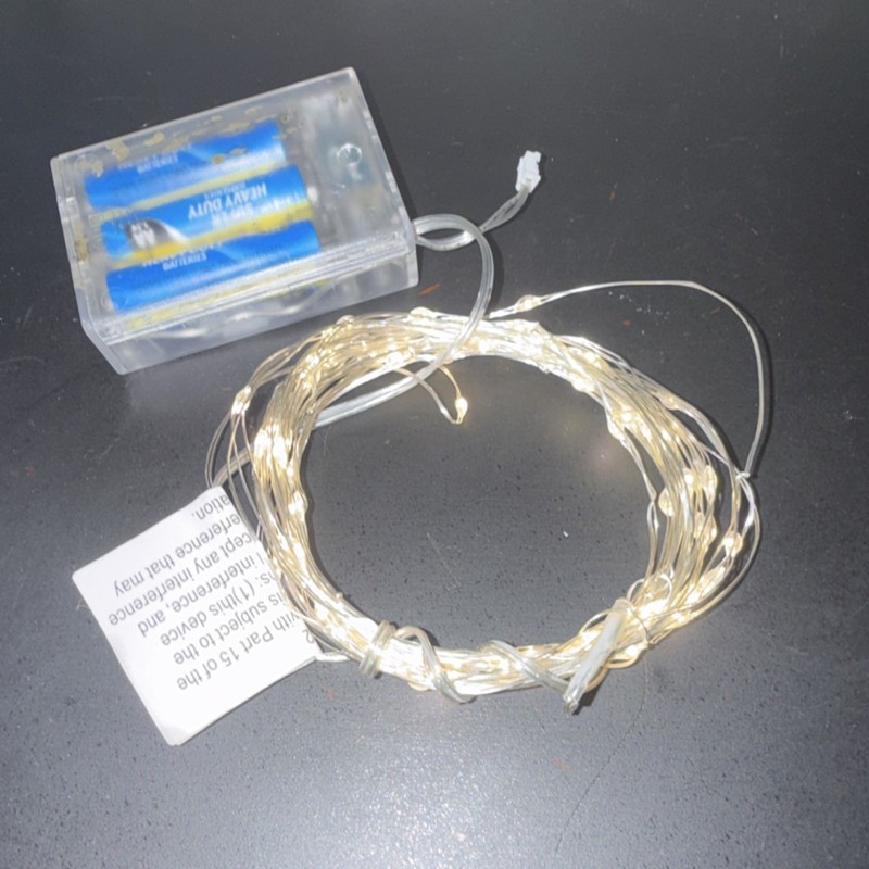 LED Battery Operated String Lights - Warm White Silver Wire Model ES70-472AH02