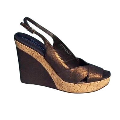 Donald Pliner Rust Metallic Leather Wedge Platform Shoe Cork  display picture 1