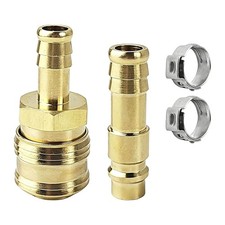 2 St&uuml;ck Druckluftkupplungen aus Messing, Schnellkupplung mit Schlauchschellen