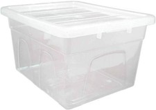 5 x 12 Litre Clear Plastic Storage Box With Lids UK BRITISH MADE Home Office