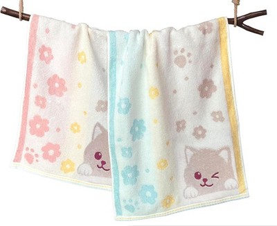 2 Pack Cute Cat Hand Towel Set Cartoon Animal Decorative Home Bathroom Kitchen