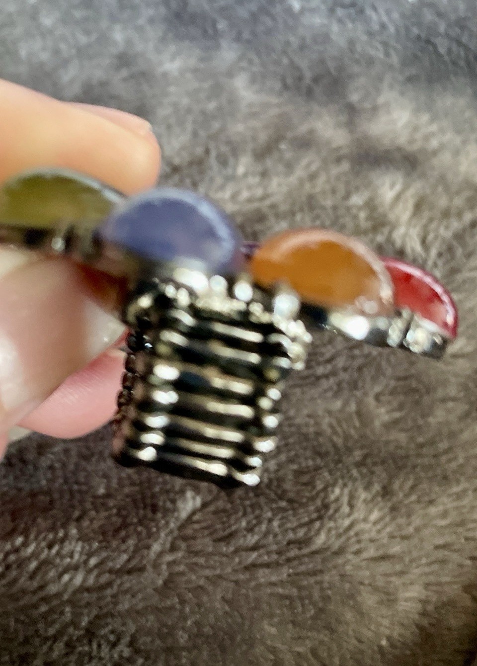 Boho Chic Ring Adjustable Multi-Color Stones Flow… - image 3