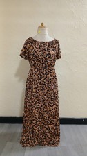 Handmade Brown leopard print dress with elasticated waist  and neck size 12