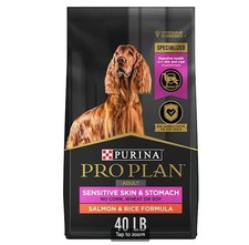 Purina Pro Plan Sensitive Skin and Stomach Salmon and Rice Formula Dog Food 40LB 2.00 per pound