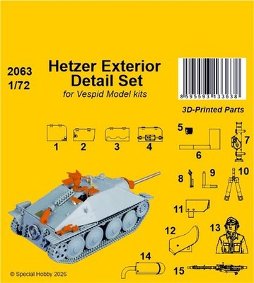 MW22 CMK 2063 HETZER EXTERIOR DETAIL SET 1/72 / FOR VESPID MODEL KITS ACCESSORI