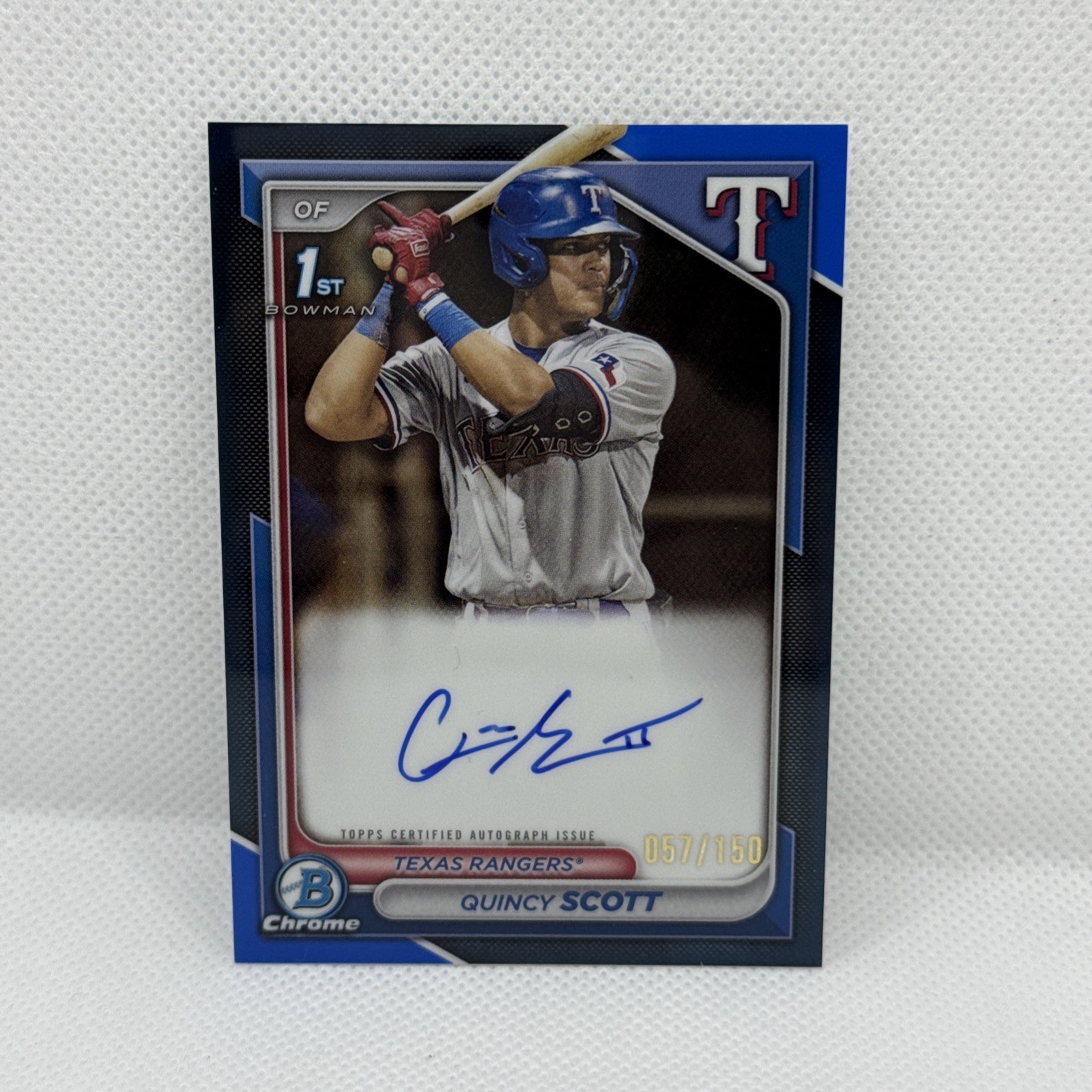 2024 Bowman Chrome -Prospect Autographs Quincy Scott #CPA-QS Blue Refractor /150