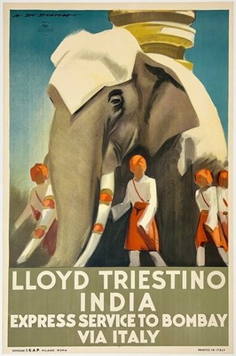 Express Service to Bombay Poster - Vintage Travel Art   16x24  - Premium  