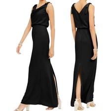 Adrianna Papell Blouson Gown Cowl Neck Bow Strap Maxi Dress NEW Black Size 4