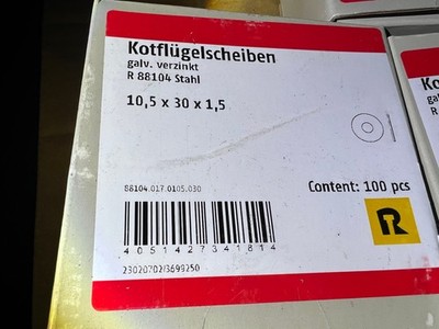 Reyher Scheiben 10,5x30x1,5mm 100Stück  verzinkt  DIN125 / H2Breg4