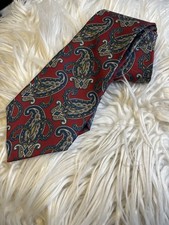 Silk Accents Luxury 100 Silk Red/Blue Paisley Style Print Neck Tie 59 3/4"