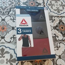 Reebok Tank Tops Men's Medium Multicolor Polyester Blend Pro-Series 3 Pack  (I)
