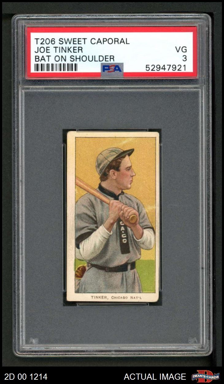 1909 T206 Joe Tinker Bat On Shoulder Cubs HOF VARIATION PSA 3 - VG