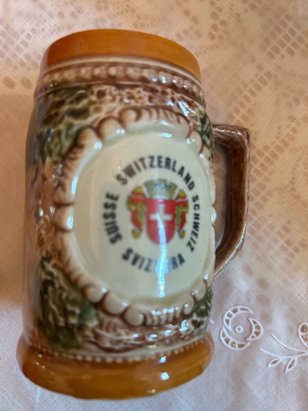 Small Vintage Ceramic Souvenir Beer Stein from Switzerland - about 4" in height