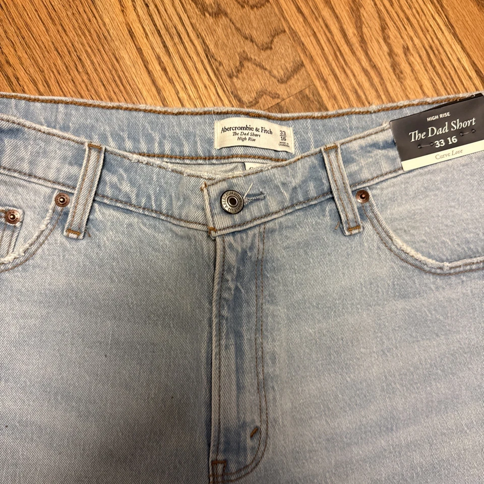 Abercrombie & Fitch The Dad Corto tiro alto curva amor talla 33/16 nuevo con etiquetas lavado ligero Foto 4 de 4