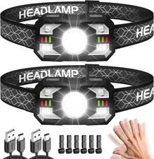 Head Torch Rechargeable, 2 Packs Super Bright 2000 Lumens LED Headlamp Headligh