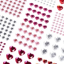 516PCS Heart Rhinestone Stickers 3D Self Adhesive Acrylic Heart Face Gems