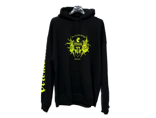 vetements Black Yellow Logo Oversized Hoodie 59226985