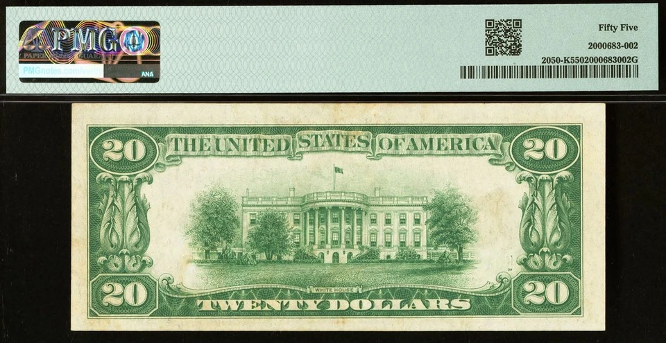 1928 $20 Federal Reserve Note PMG 55 - Redeemable in Gold - Dallas - Fr 2050-K - Image 4 of 4
