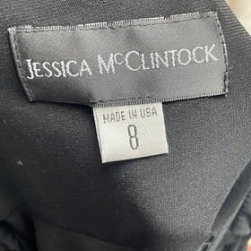 Vtg Jessica McClintock Black Halter Neck Size 8 Ruched Wide Leg Jumpsuit Dressy