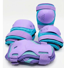 Purple Teal Protective Pad Set - Knee, Elbow Wrist Guards