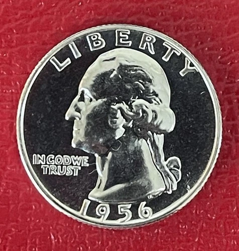 1956 P Silver Proof Washington Quarter, Gem Uncirculated.