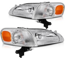 Pair Headlight Assembly Fit For 1998-2000 Toyota For Corolla 1.8l Chrome Housing