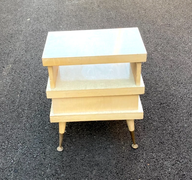 Mesa auxiliar Mid-Century Atomic de 3 niveles de madera y laminado MCM - ¡Rara! Foto 4 de 4