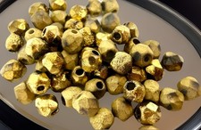 Czech Glass Bead 4mm Faceted Round Etched Gold