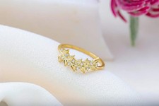 Olive Luxe Olive Leaf Ring with Sparkling Pave CZ