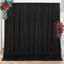 10ft x 10ft Free Black Backdrop Curtains for Parties, 2 Panels 5ftx10ft Polye...