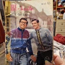 Patons SC12 He Knits Pattern Book 12 Patterns. sweater cardigan pullover 38-42" 
