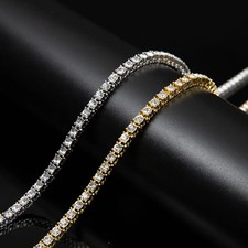 Tennis Chain Necklace 4mm Link Chain Silver Tone Multiple Length Options Jewelry