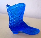 Vintage Blue Fenton Glass Daisy Boot Shoe Figurine