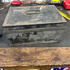 Antique Rustic Carry Metal Storage Box Vintage Safe Box  Antique Key Hole