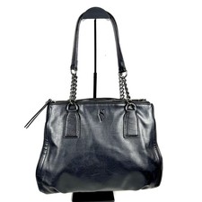 Simply Vera Wang Leather Purse Handbag Black Large Multi Pocket Tote Satchel