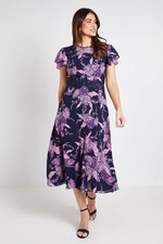 Wallis Navy Fit & Flare Dress Womens Occasion Dresses