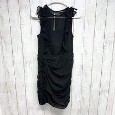 Express Dress Women Size Small Black Ruffled Mini Sleeveless Sheer Evening
