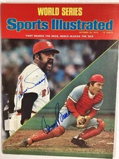 Luis Tiant Johnny Bench Signed Sports Illustrated 10/20/75 Reds Red Sox JSA