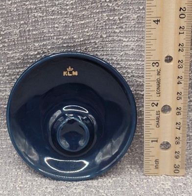VTG KLM Airline Ashtray Ceramic Deep Blue Royal Dutch Airline Ceramic 3''x D