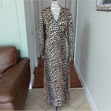 Ganni Silk Leopard Print Wrap Dress