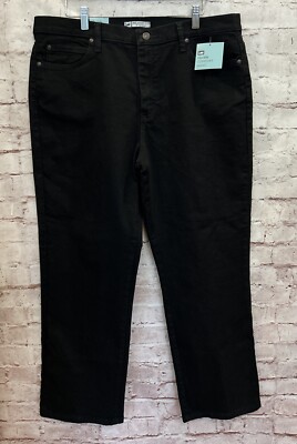 LEE Jeans Womens 18 Short Straight Leg Relaxed Fit At The Waist Black Denim NEW
