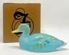 Fenton Art Glass Aquamarine Sanded Mallard Duck, 51473E -- New in Box